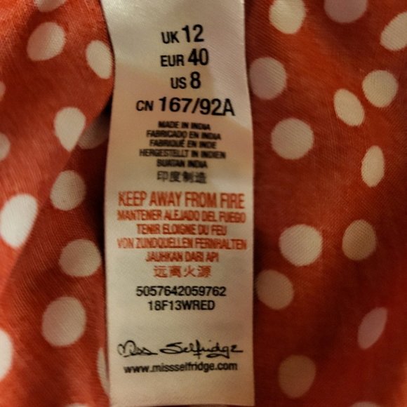 💋❤️Miss Selfridge Red & White Dot Button Down Maxi Dress Size 8 - Picture 11 of 12